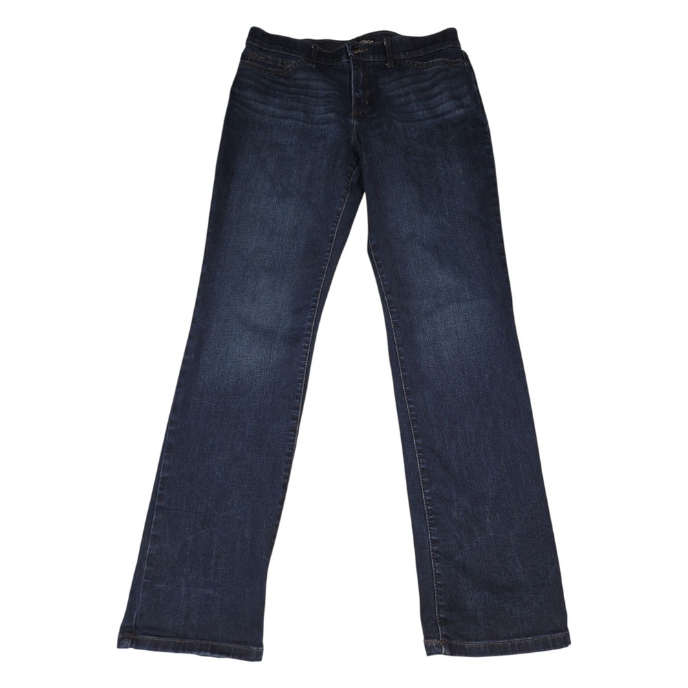 Lee Regular Fit Straight Leg Mid Rise Flex Motion Jeans Dark Wash Womens 14 Long